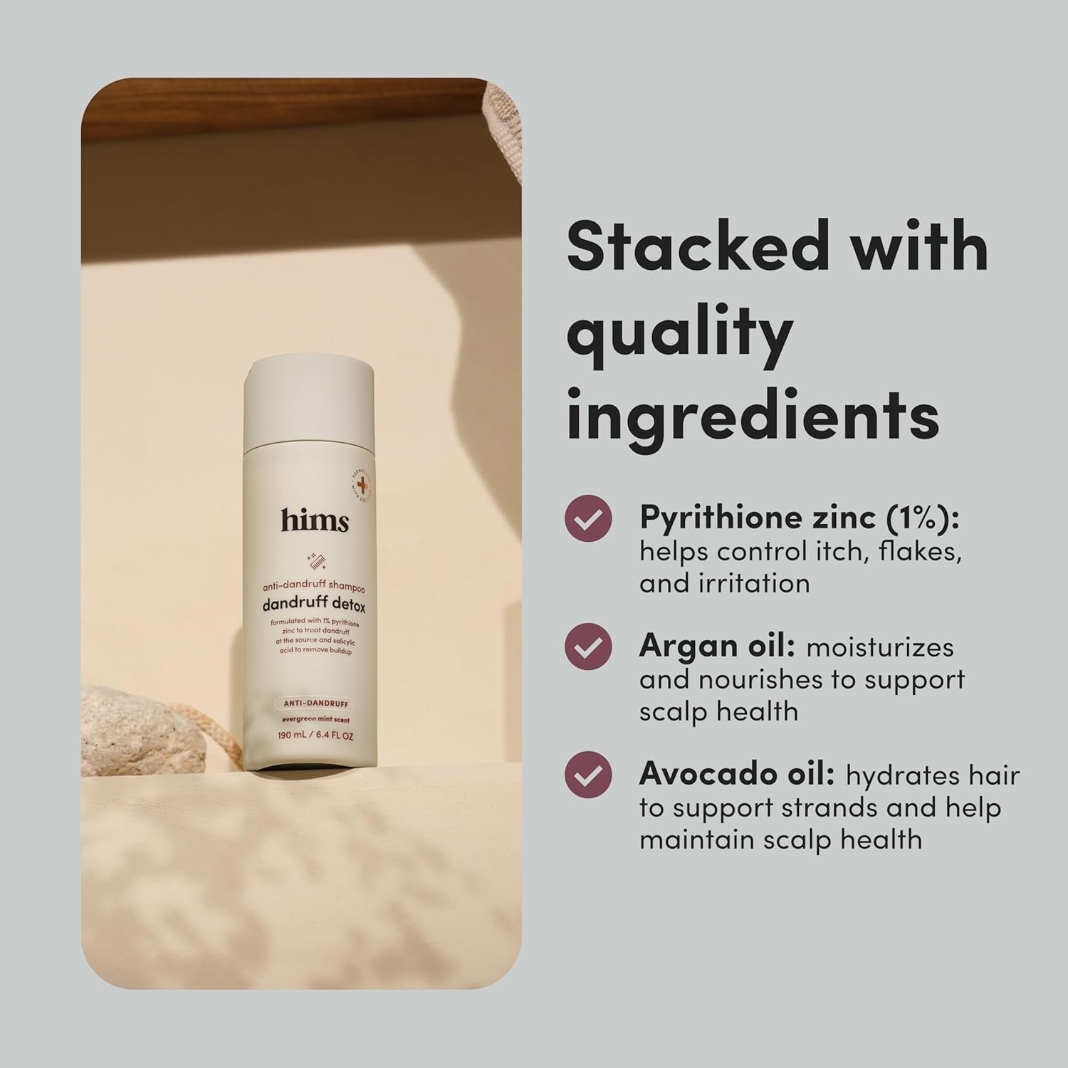 hims Dandruff Detox Anti Dandruff Shampoo, 2 Pack - Anti Dandruff Shampoo for Dry, Itchy Scalp with Pyrithione Zinc 1% and Argan Oil - Paraben Free, Sulfate Free - Evergreen Mint - 2 x 6.4 fl oz - Image 5