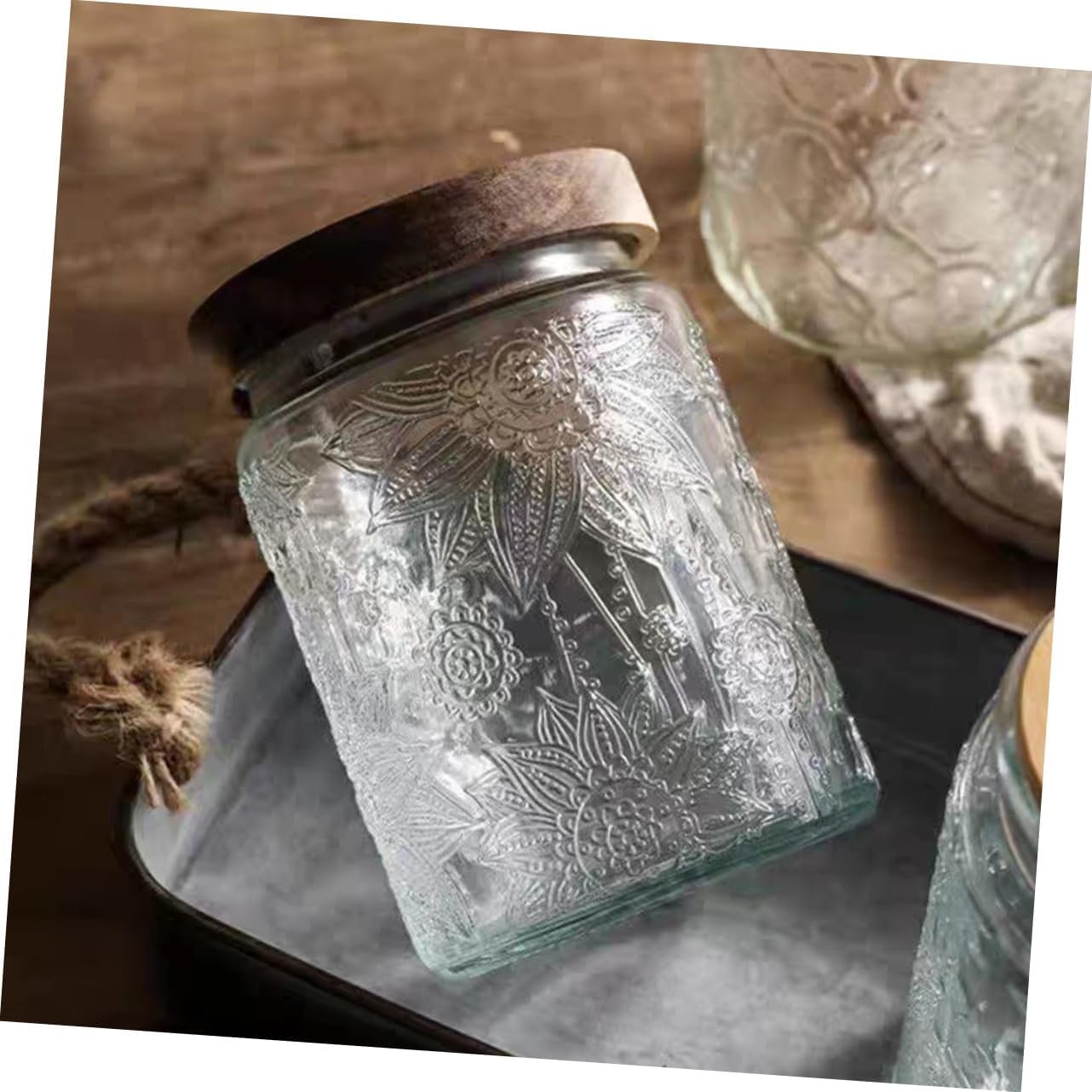 PRETYZOOM 700ml Jar Wide Mouth Lids Coffee Bean Jar for Glass Nut Storage Container - Image 8