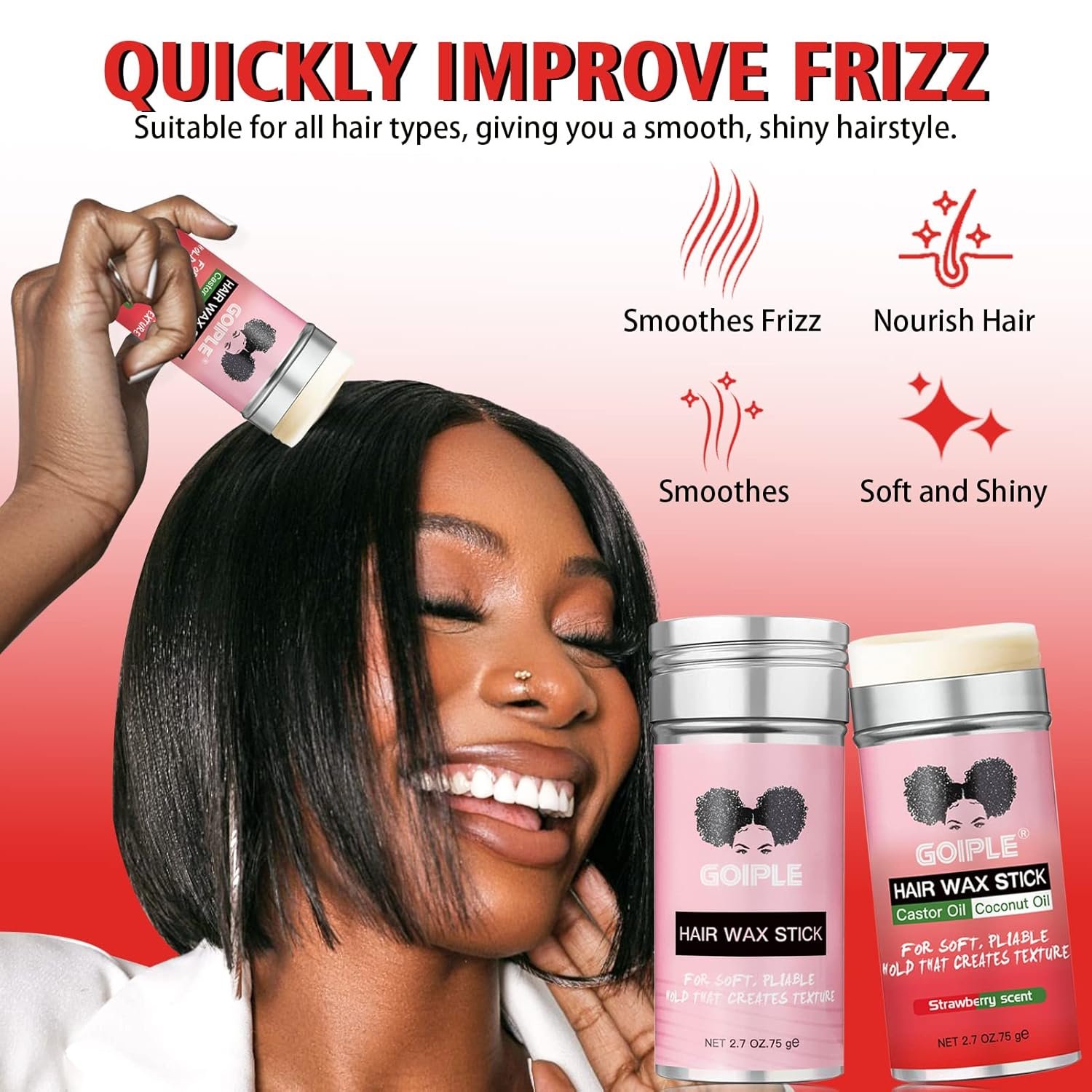 Long-Lasting Hair Pomade and Styling Wax Stick for Black Hair, Wigs, Smoothing & Slick Finish, Edge Frizz Control (2.7 + 2.7 oz) - Image 5