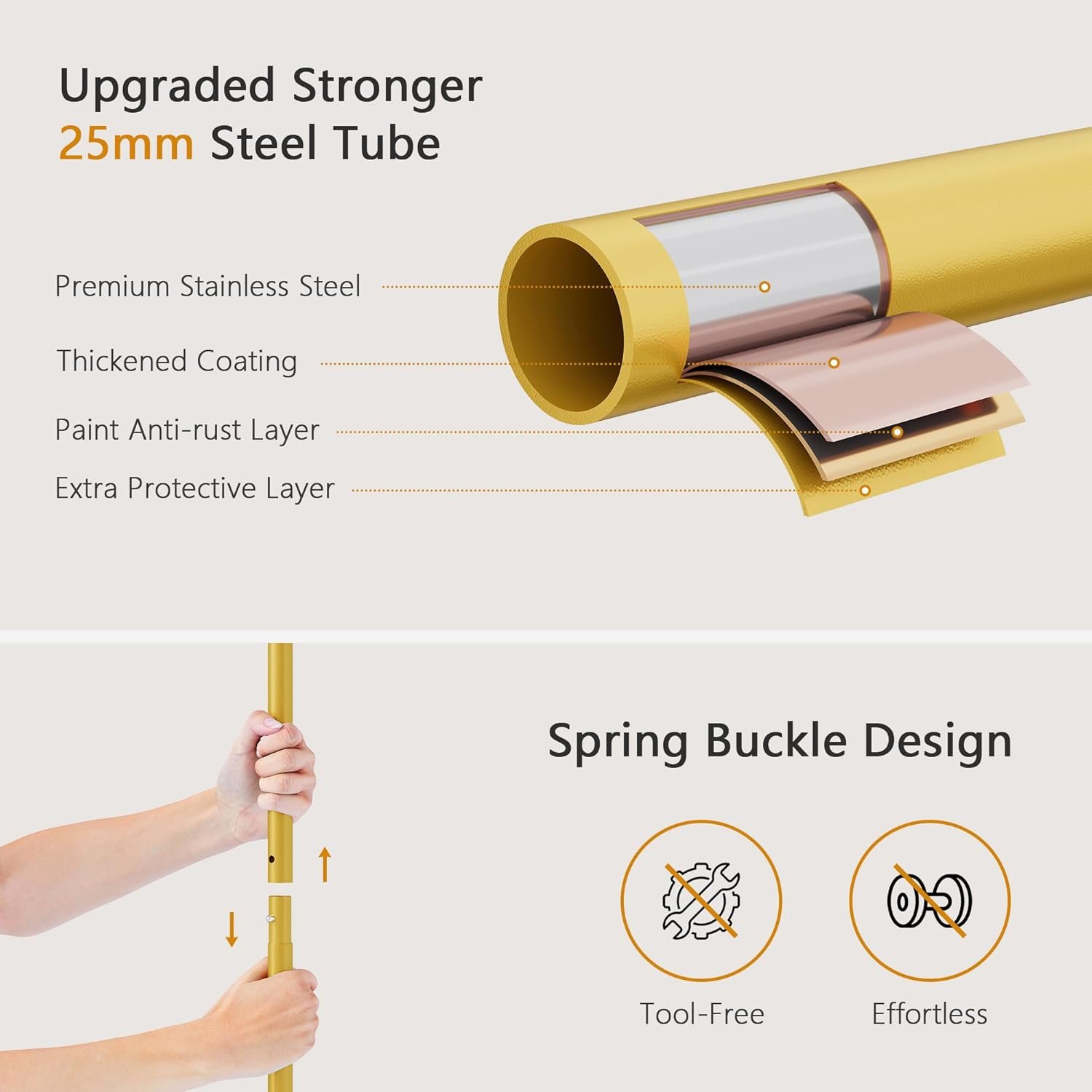 Double Rod Garment Rack, Heavy Duty Rolling Gold Clothes Rack with Wheels For Hanging Clothes,Portable Metal Clothing Rack with Shelves, 64.2inch Chrome - Image 3