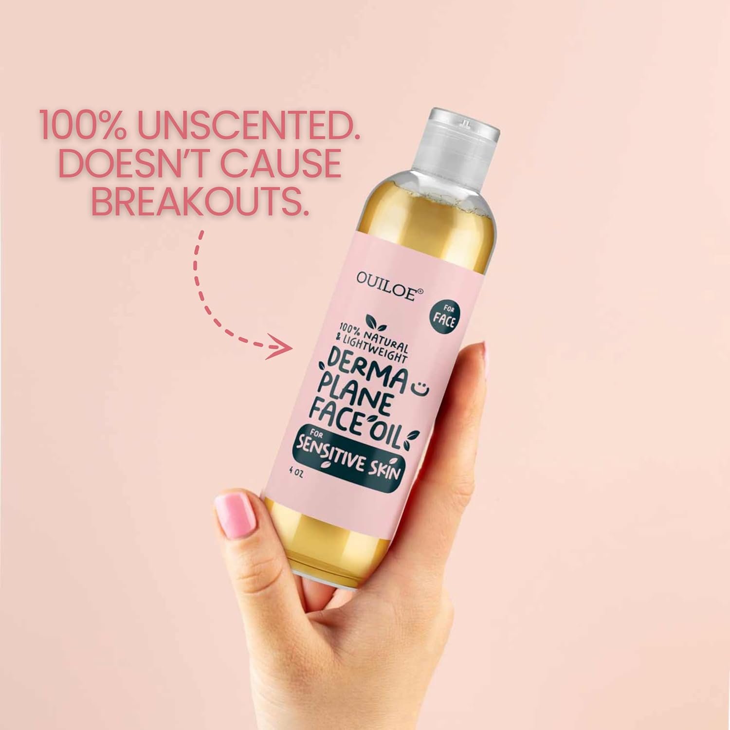 Dermaplane Oil for Women with Sensitive Skin - Face Shaving Oil - Non Comedogenic, Fragrance Free, Natural & Lightweight - Use with Dermaplane Razor for Women Face, 2oz by Ouiloe - Image 6