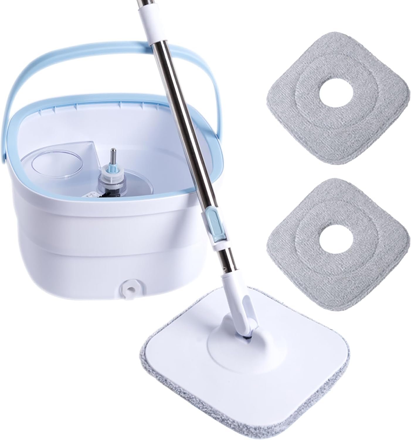Spin Mop and Bucket System, with Dirty/Clean Water Separation System, Self-Wringing 360° Rotating Mop Head for Hardwood, Tile, Marble,Floor - Image 2