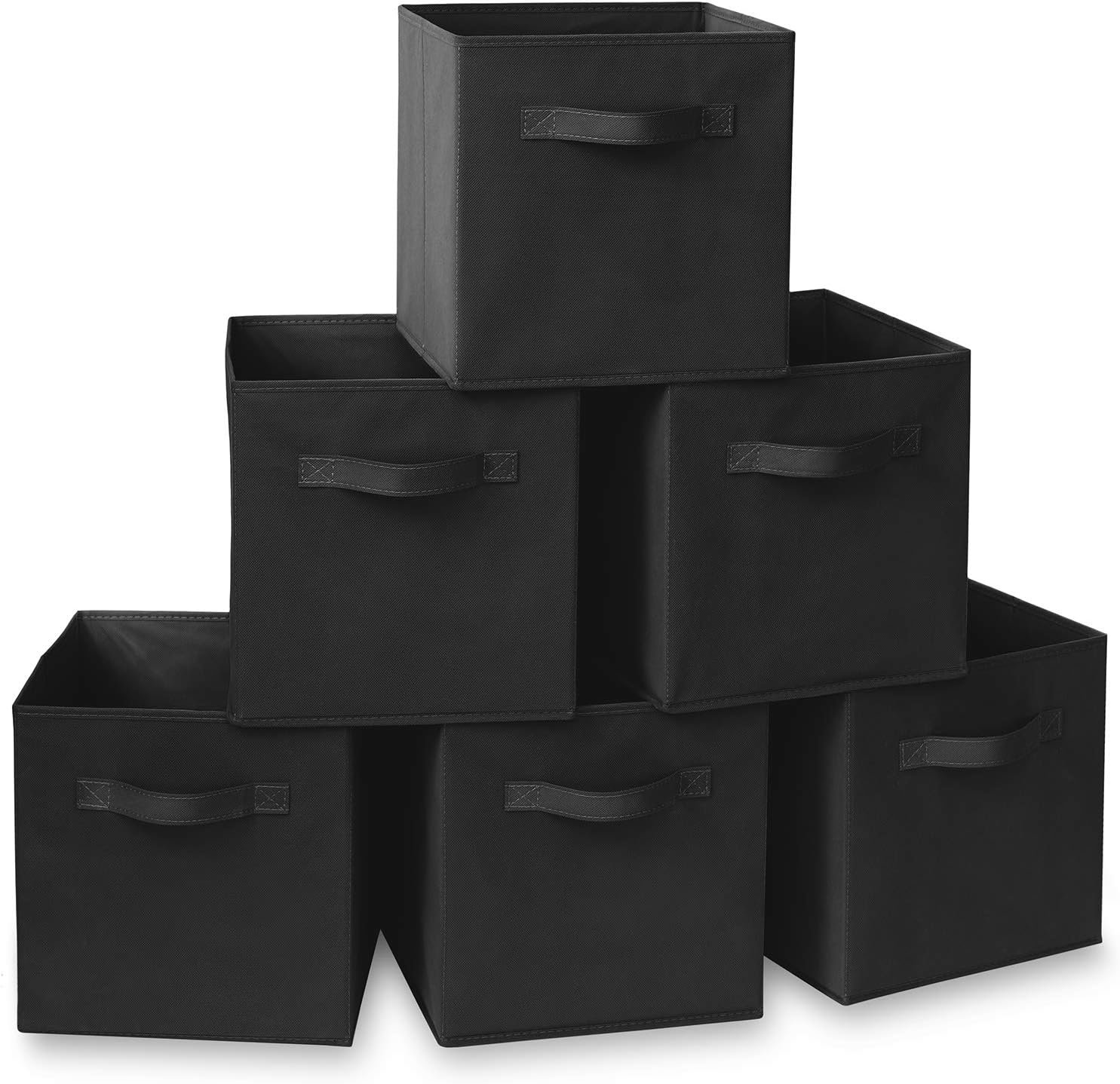 Casafield Set of 6 Collapsible Fabric Cube Storage Bins, Black - 11" Foldable Cloth Baskets for Shelves, Cubby Organizers & More - Image 2