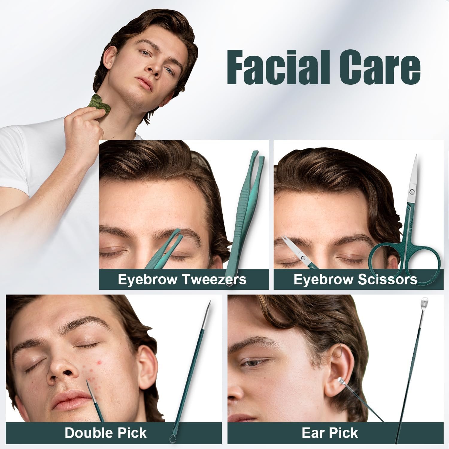 Manicure Set 10 in 1 Mens Gifts Nail Clipper Kit for Men and Women, Mens Travel Nail Grooming Kit Birthday Thanksgiving Day Gifts for Him Her Boys Girls Husband Boyfriend (Dark Green) - Image 5