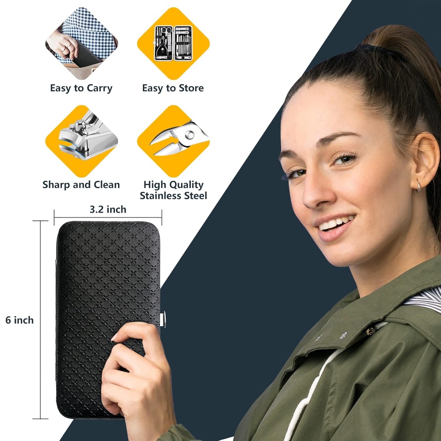 Manicure Set - Cuticle Remover Cream, 19Pcs Nail Clipper Pedicure Kit, Professional Grooming Kit with Black Luxurious Travel Case, Stainless Steel Nail Kit for Men Women, Gifts for Women - Image 9