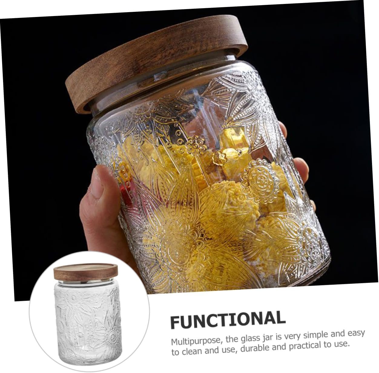 PRETYZOOM 700ml Jar Wide Mouth Lids Coffee Bean Jar for Glass Nut Storage Container - Image 10