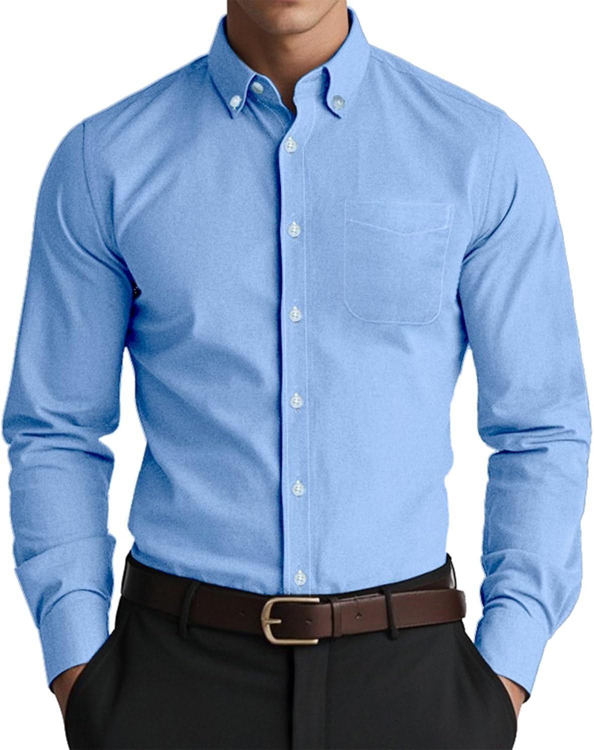 Manwan walk Men's Oxford Shirt Well-Fitted Soft Lightweight Long Sleeve Button Down Shirts - Image 2