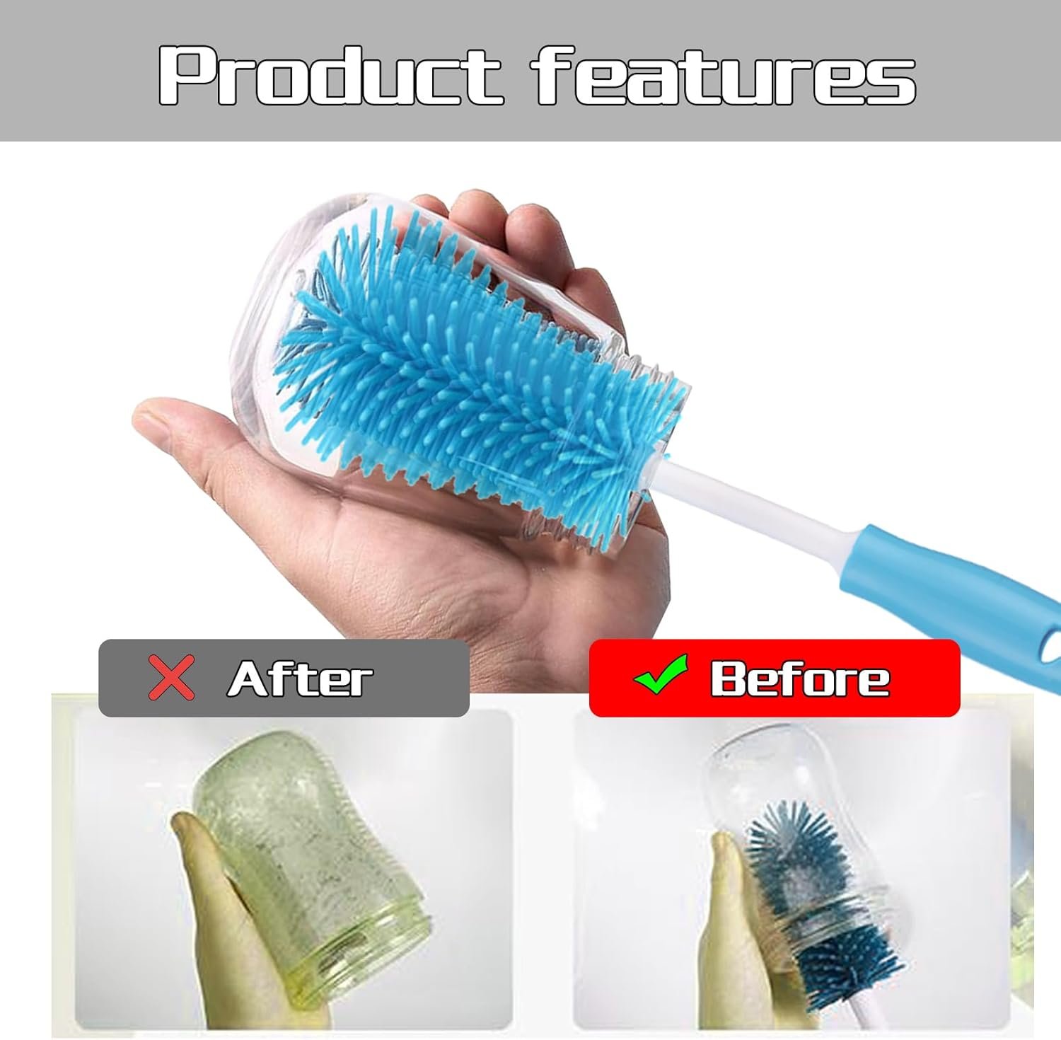 6Pcs Cup Cleaning Kit for Stanley, Bottle Brush Tube Cleaning Set, Long Handle Bottle Cleaner, Straw Brush Cleaner and a 3 in 1 Bottle Gap Cleaner, Multipurpose Cup Cleaner Kit. - Image 6