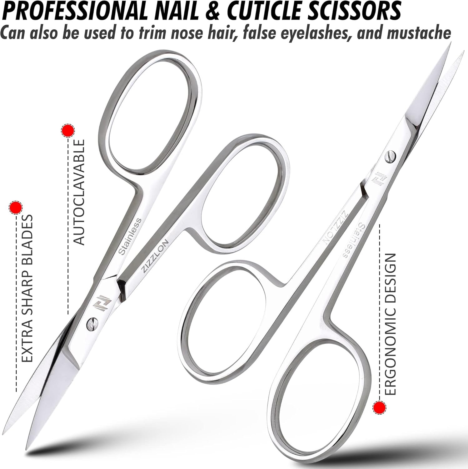 Manicure Set - Cuticle Scissors, Nail and Eyebrow Scissors, Nail Clippers, Cuticle Pusher, Nail File, Eyebrow Tweezers - Professional Mens Grooming Kit (7 in 1) - Image 4