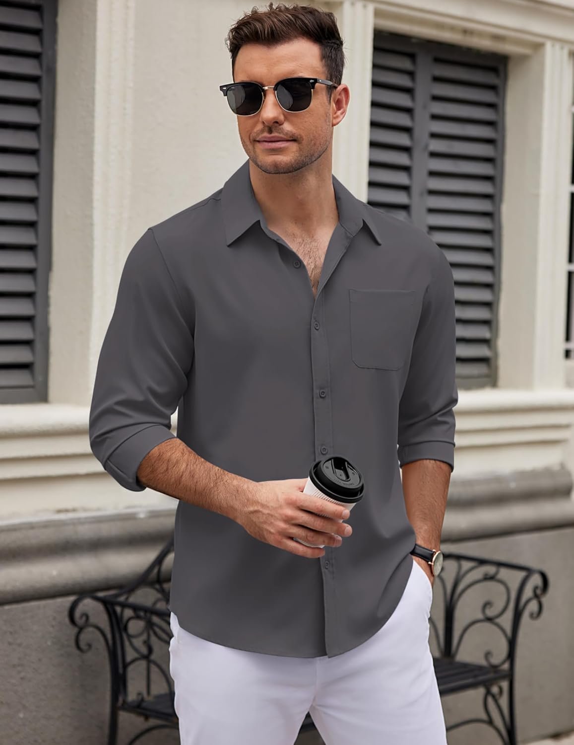 COOFANDY Men's Long Sleeve Button Down Dress Shirts Casual Business Casual Shirt Wrinkle Free Untucked Shirts - Image 5