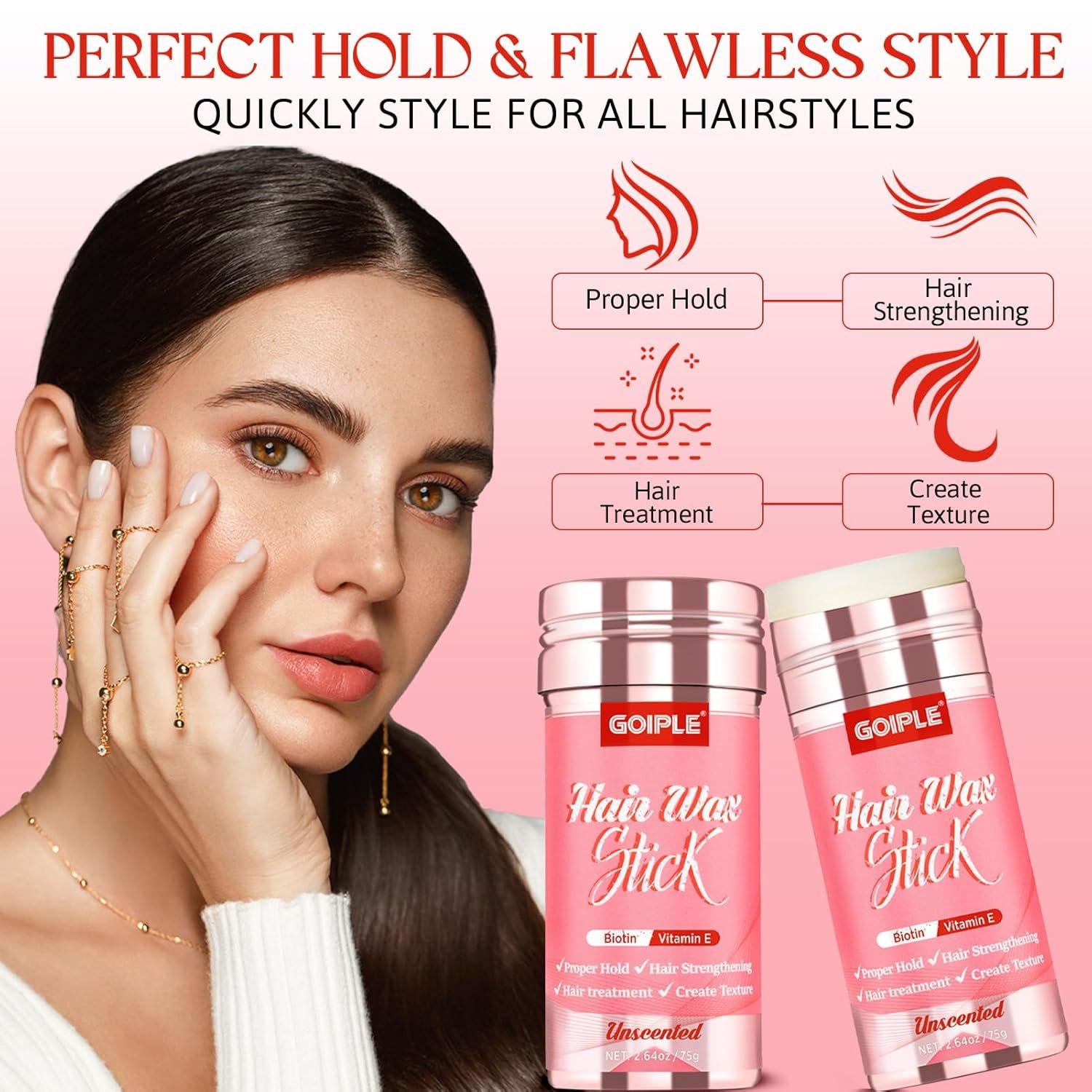 Hair Wax Stick Silk Stick Wax for Adult & Kids, Long-Lasting Styling Stick, Hair Pomade Wax Smoothing for Natural Hair or Wigs, Styling Wax for Fly Away & Edge Frizz Hair No Residue No Greasy - Image 4