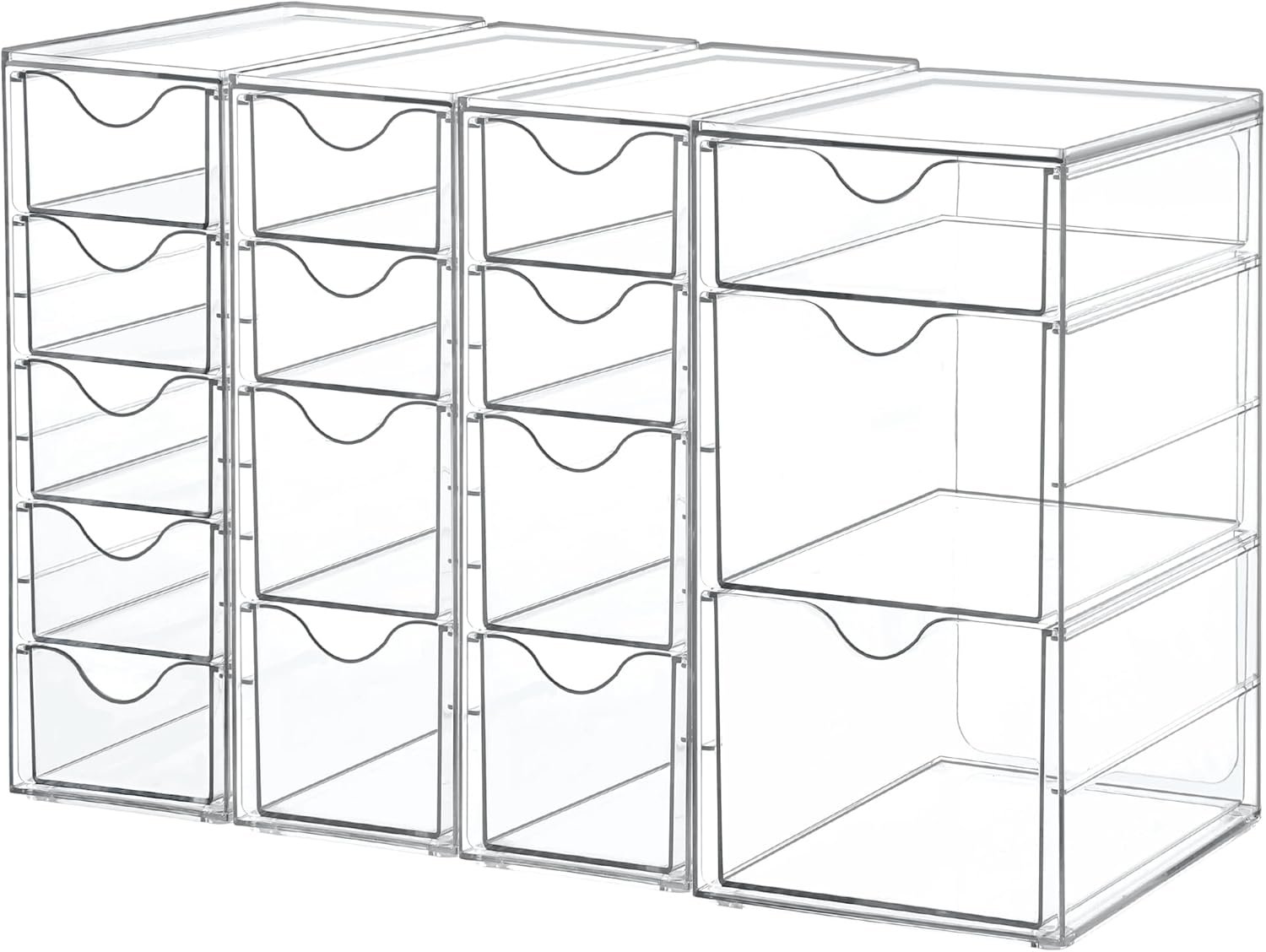 Vtopmart Acrylic Organizer with 16 Drawers (4 Set),Clear Storage Drawers for Office Supplies,Desk Organization and Storage for Makeup,Jewelry,Art Crafts - Image 2