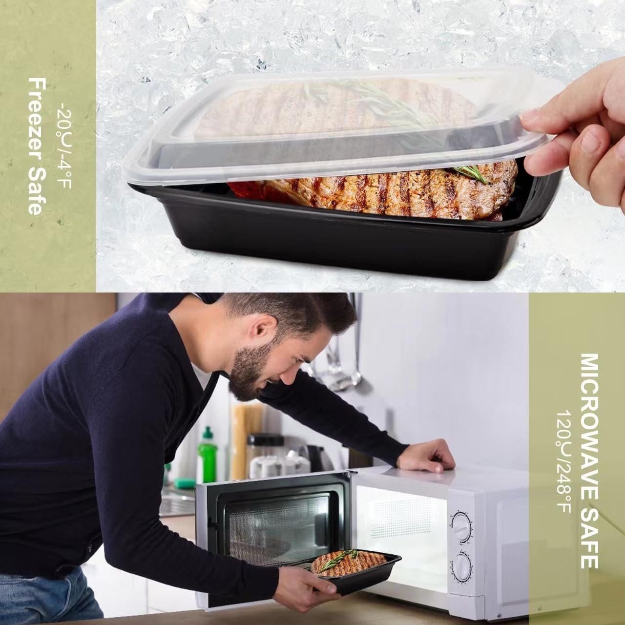 30 Pack Meal Prep Containers 38oz, Plastic To Go Food Containers with Lids, BPA-Free, Microwave/Dishwasher/Freezer Safe - Image 4