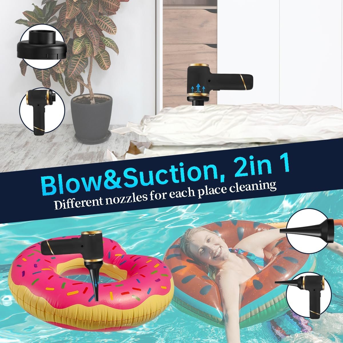 Handheld Vacuum Cleaner 15000PA Car Vacuum, 6 in 1 Portable Cordless Vacuum Cleaner Set, USB Rechargeable. Black - Image 3