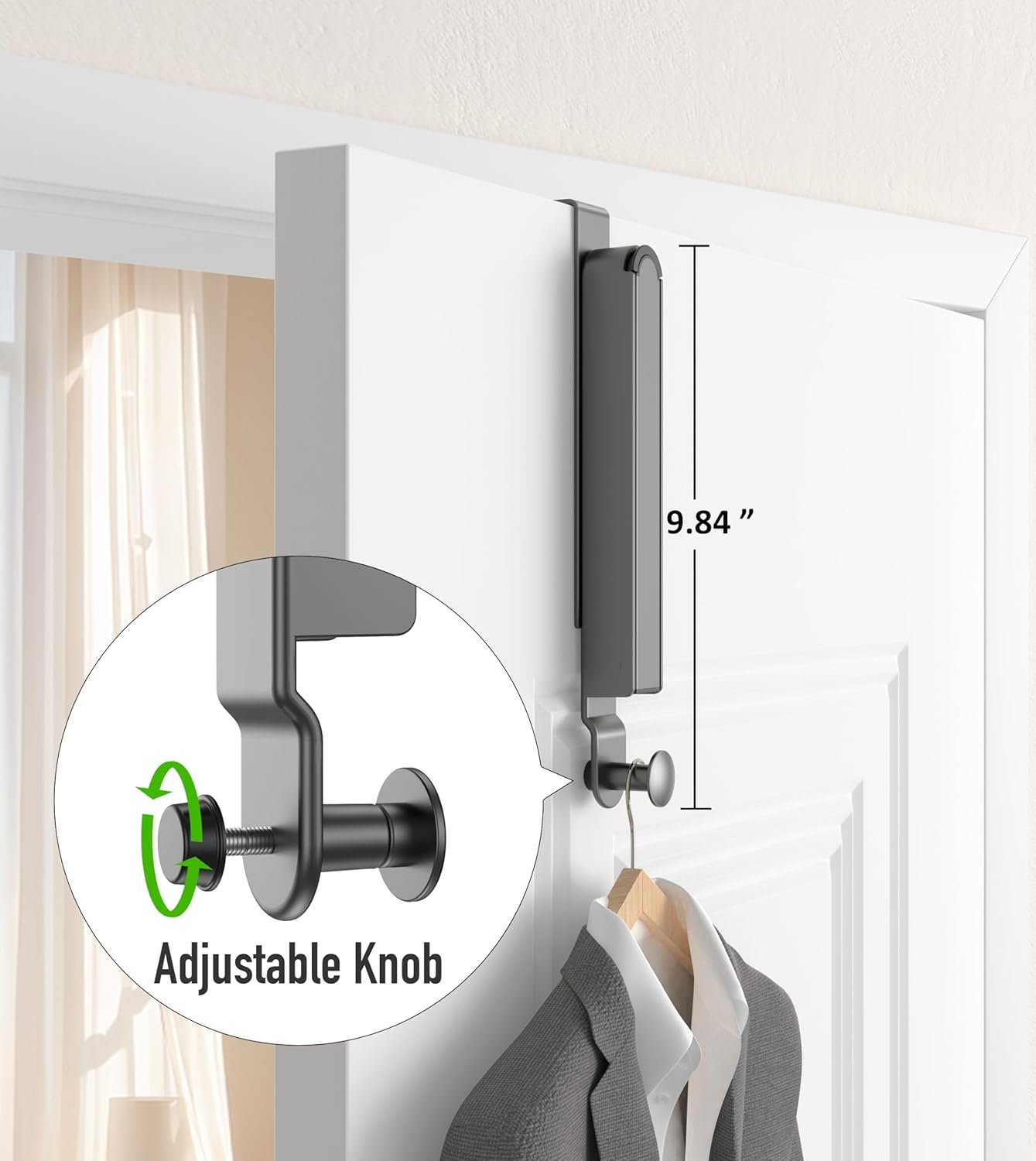 KitchLife Over Door Drying Rack, Foldable Hook Portable Space Saving Hanger for 1 3/8" Doors for Laundry Bathroom Bedroom Clothes Coat Towel Rack, Travel & Home Use, Space Grey - Image 5