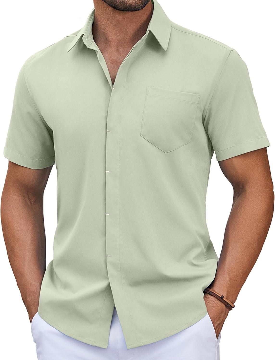 COOFANDY Mens Short Sleeve Button Down Shirt Casual Untucked Summer Shirt with Pocket - Image 2