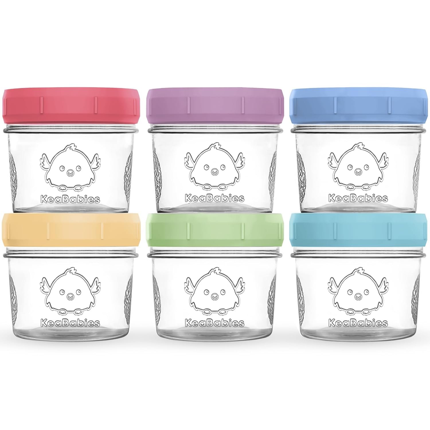 KeaBabies 6pk 4oz Glass Baby Food Containers with Lids - Leak-Proof, Microwavable Small Glass Jars, Baby Purees & Toddler Snack Storage Containers, BPA-Free, Dishwasher & Freezer Safe (Nord) - Image 2