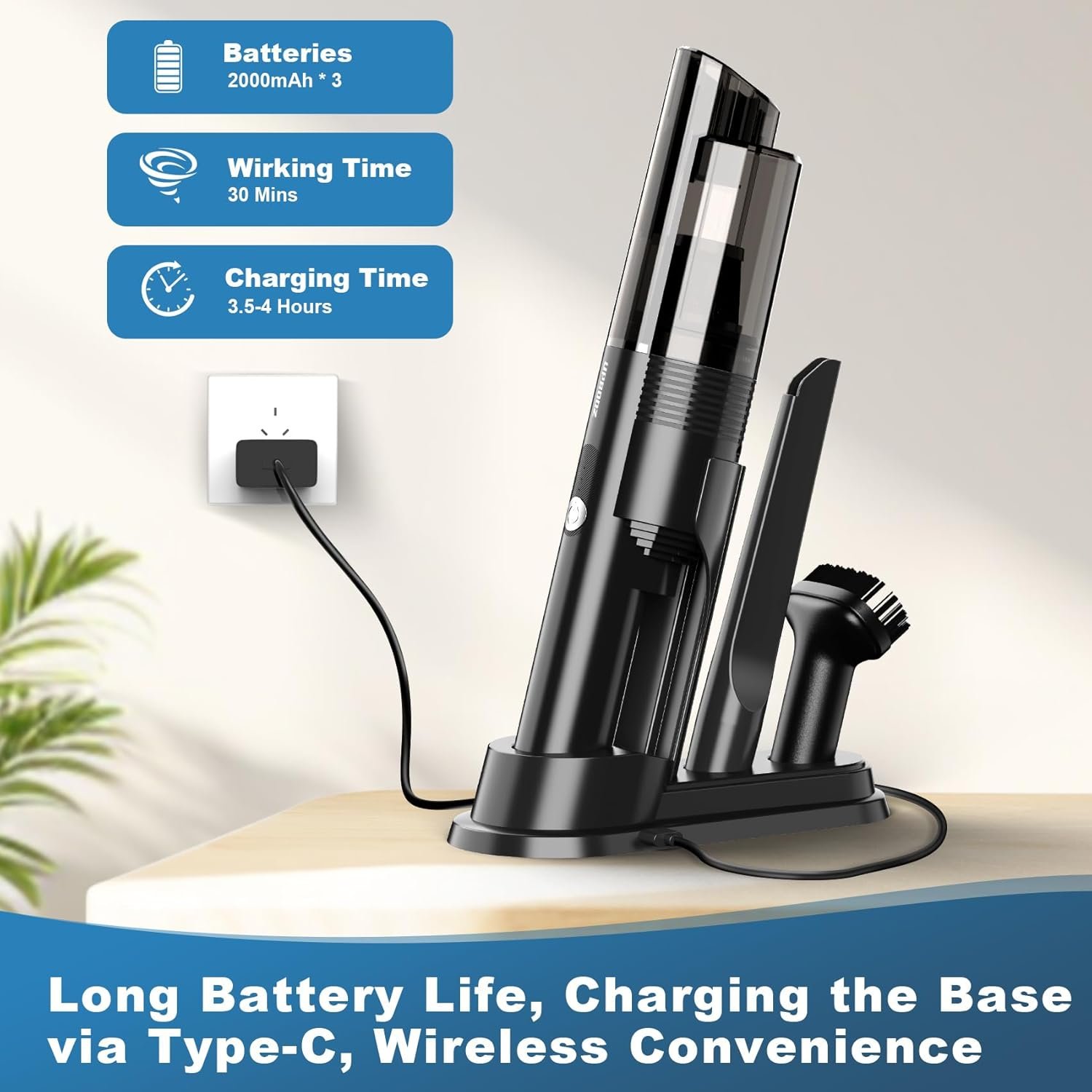 Handheld Vacuum Cordless, Portable Car Vacuum with 2-Speed, 10KPA Powerful Suction Vacuum Cleaner with Charging Dock, Lightweight 4-in-1 Mini Hand Held Vacuum for Car Home Pet Office and Pet Hair 115B - Image 6