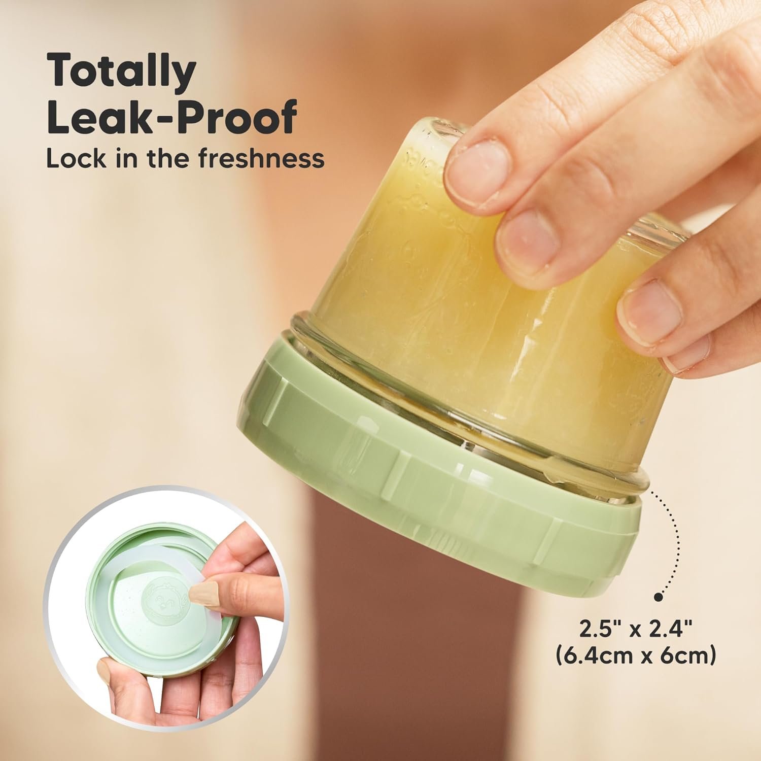KeaBabies 6pk 4oz Glass Baby Food Containers with Lids - Leak-Proof, Microwavable Small Glass Jars, Baby Purees & Toddler Snack Storage Containers, BPA-Free, Dishwasher & Freezer Safe (Nord) - Image 3