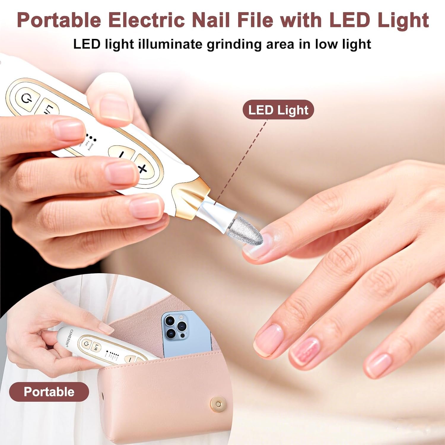 Professional Manicure Pedicure Kit, Cordless Electric Nail File Drill Machine, Toe Nail Filer and Buffer Set, Toenail Grinder for Thick Toenails, Hand Foot Care Tools for Women Men Nails Cuticle Feet - Image 8