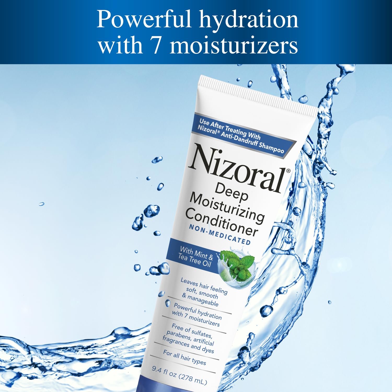 Nizoral Deep Moisturizing Conditioner with Mint & Tea Tree Oil for All Hair Types - Free of Sulfates, Parabens, Artificial Fragrances and Dyes, 9.4 oz - Image 6