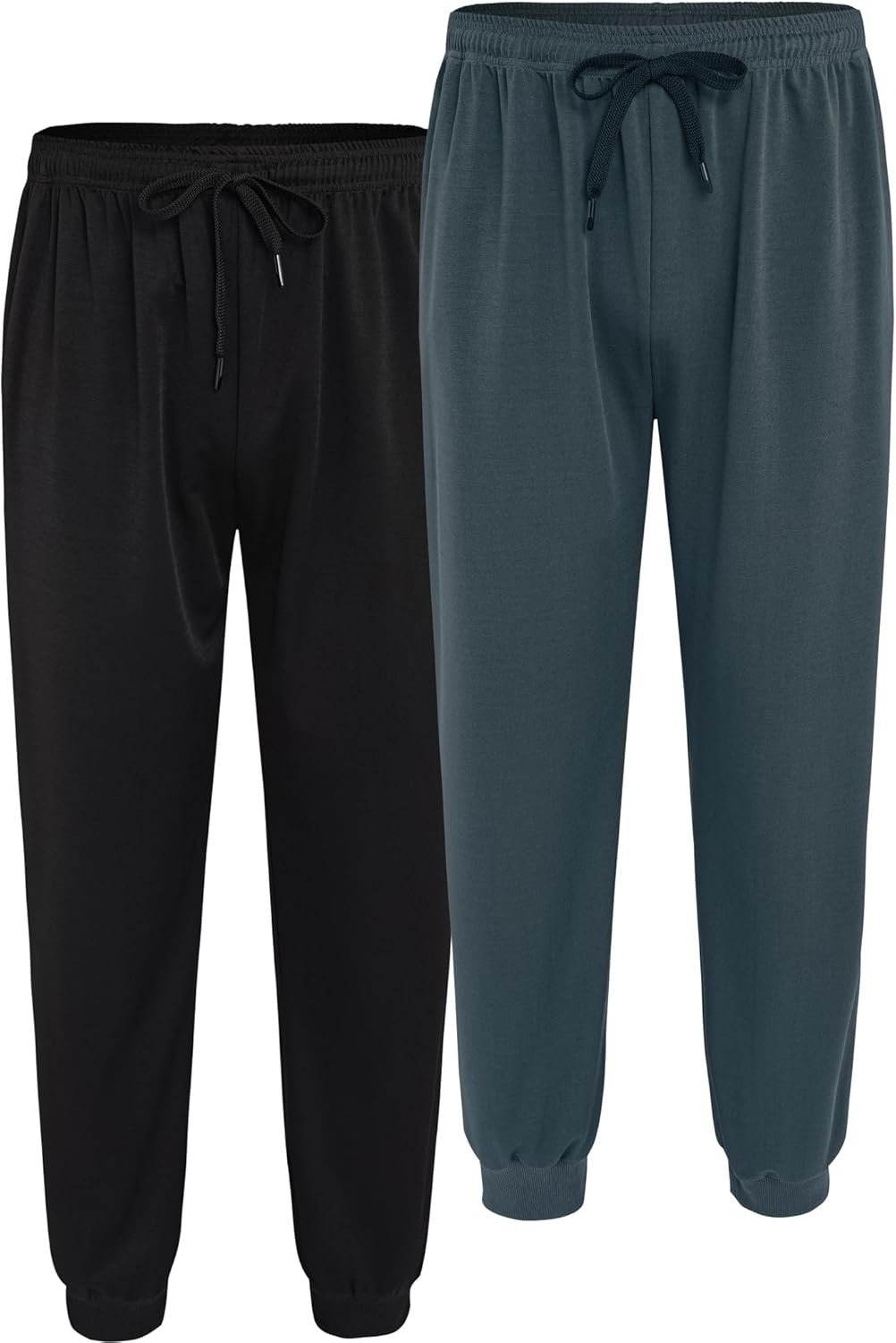 2 Pack Men's Casual Sweatpants Soft Fleece Active Athletic Workout Jogger Pants with Pocket and Drawstring - Image 2