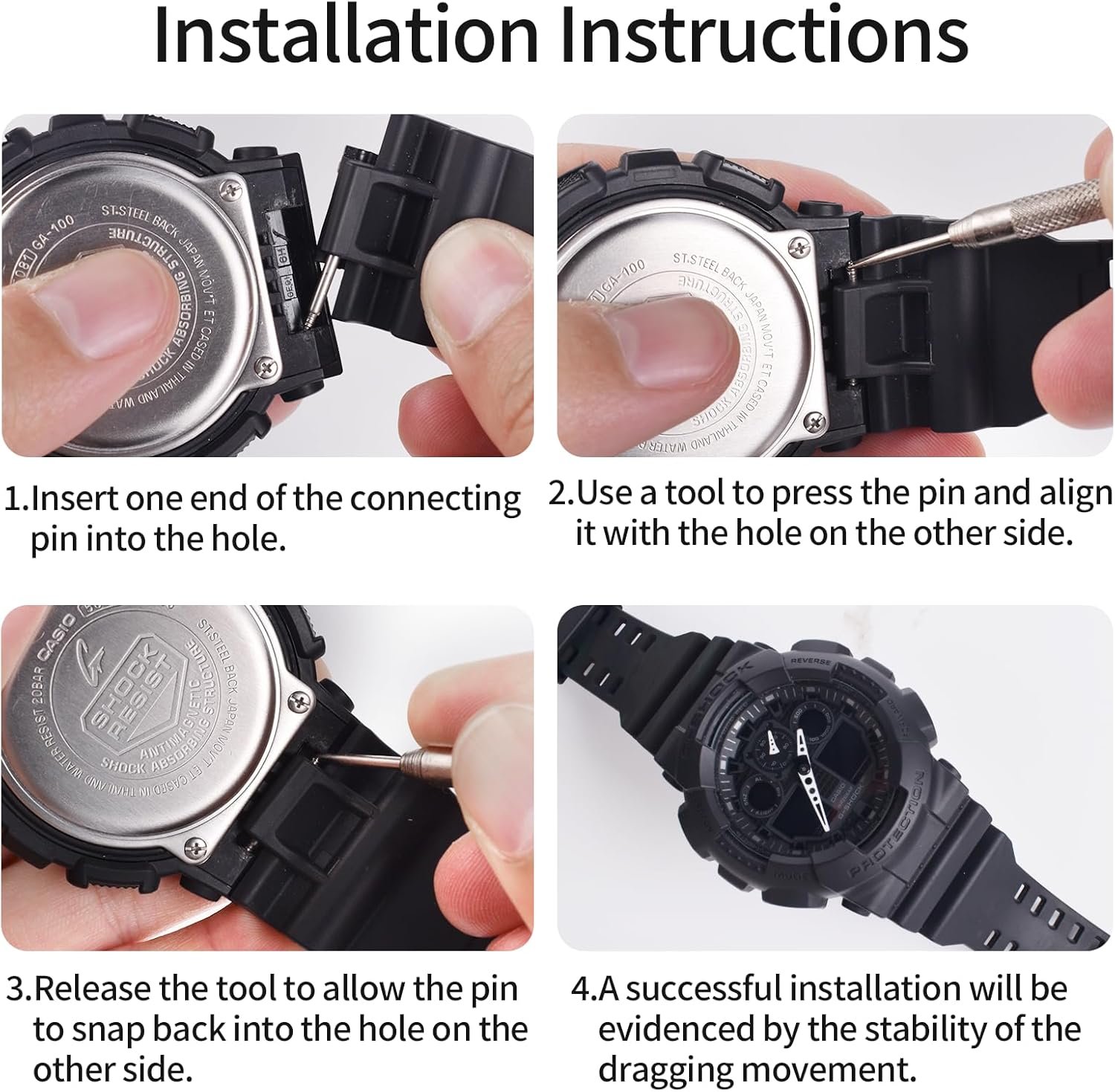 My Time OliBoPo Natural Resin Replacement Watch Band Strap for Casio Mens G-Shock GD120/GA-100/GA-110/GA-100C - Image 6