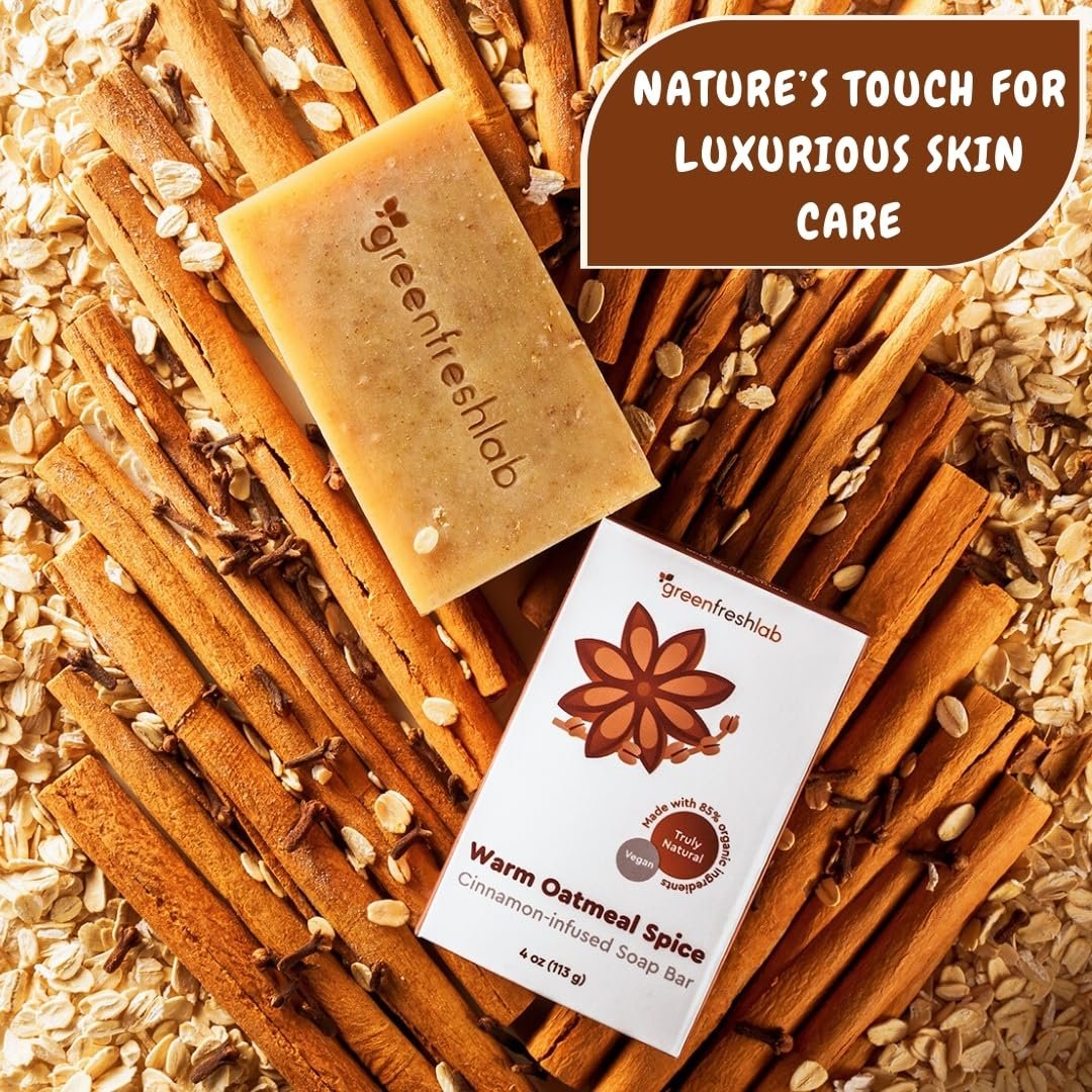 Clove & Cinnamon Exfoliating Soap Bar, Moisturazing and Gentle Cleansing Scrub for Men or Women with Organic Oatmeal, Vegan, All-Natural, Organic Oils, Vegan & Chemical-Free, 4 oz - Image 8