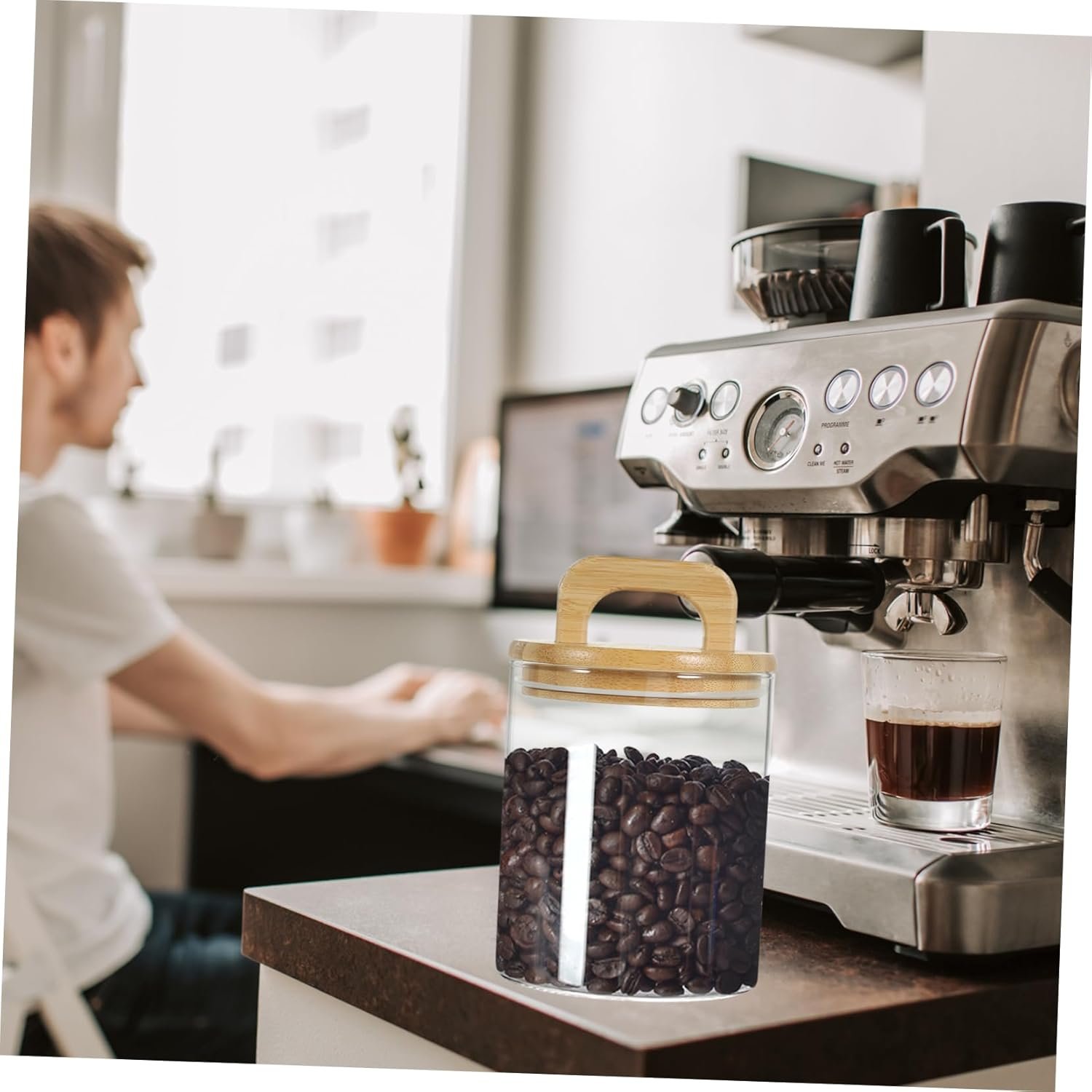 Airtight Glass Storage Jar with Lid Clear Coffee Bean Container Handy Kitchen Canister for Food Storage and Design - Image 7