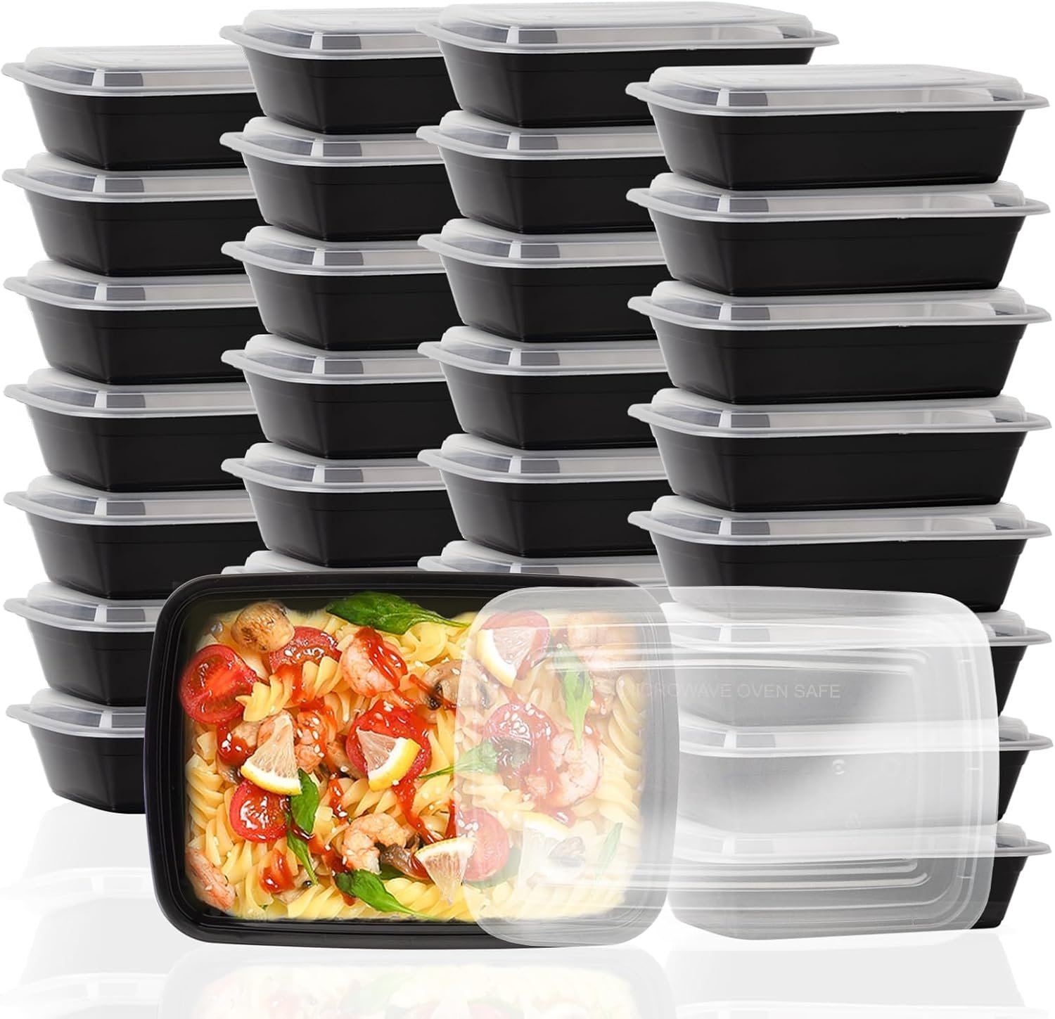 30 Pack Meal Prep Containers 38oz, Plastic To Go Food Containers with Lids, BPA-Free, Microwave/Dishwasher/Freezer Safe - Image 2