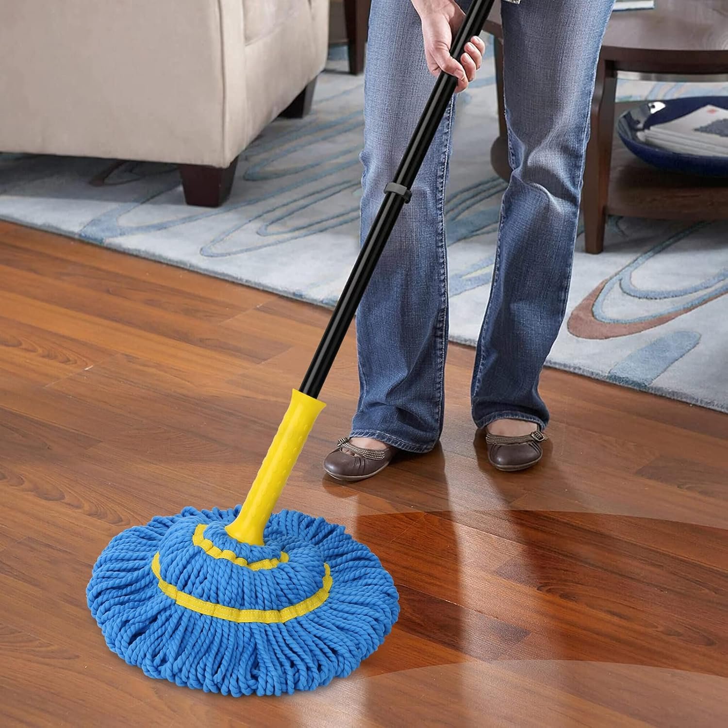 Self-Wringing Twist Mops for Floor Cleaning, Microfiber Floor mop with 57 " Long Handle, Easy Wringing Mop for Hardwood Commercial Household Clean - Image 4