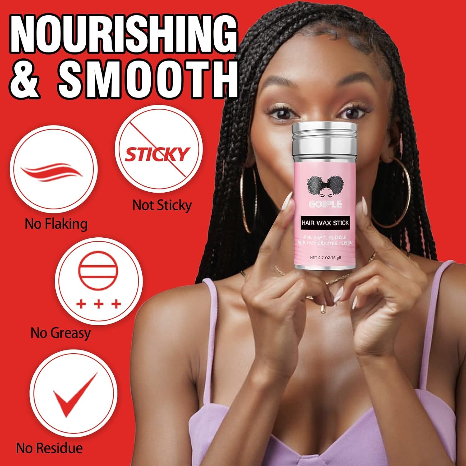 Long-Lasting Hair Pomade and Styling Wax Stick for Black Hair, Wigs, Smoothing & Slick Finish, Edge Frizz Control (2.7 + 2.7 oz) - Image 6