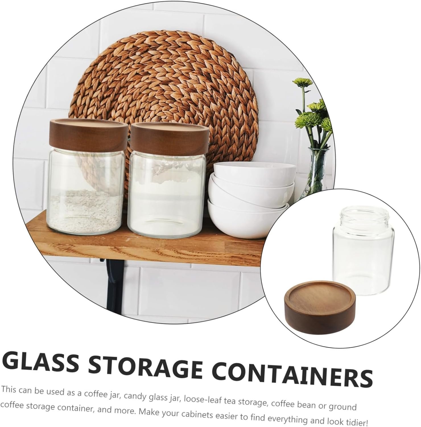 PRETYZOOM Sturdy Glass Coffee Bean Storage Jar 350ml Airtight Canister Snack Storage Bottle Food Holder for Kitchen - Image 8