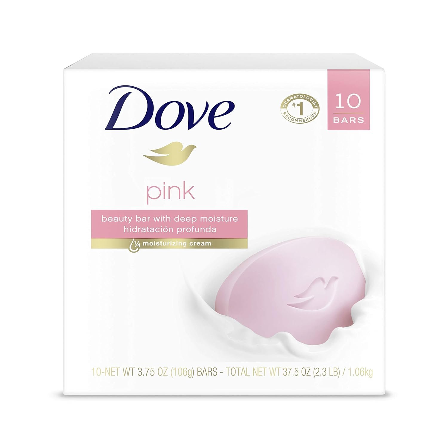 Dove Beauty Bar Gentle Cleanser For Softer and Smoother Skin Pink More Moisturizing Than Ordinary Bar Soap 3.75 oz 10 Bars - Image 2