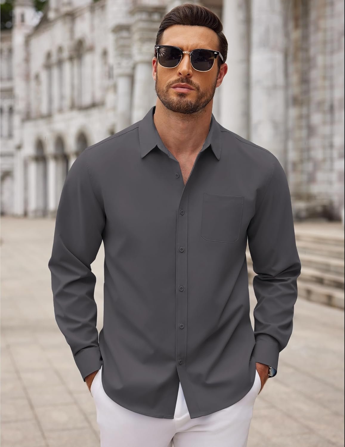 COOFANDY Men's Long Sleeve Button Down Dress Shirts Casual Business Casual Shirt Wrinkle Free Untucked Shirts - Image 3