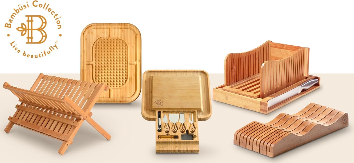 Dish Drying Rack - Collapsible 2-Tier Bamboo Dish Rack for Kitchen Counter, Wooden Dish Drainer with Foldable Space-Saving Design - Drying Rack for Dishes, Plates, and Cups - Image 10