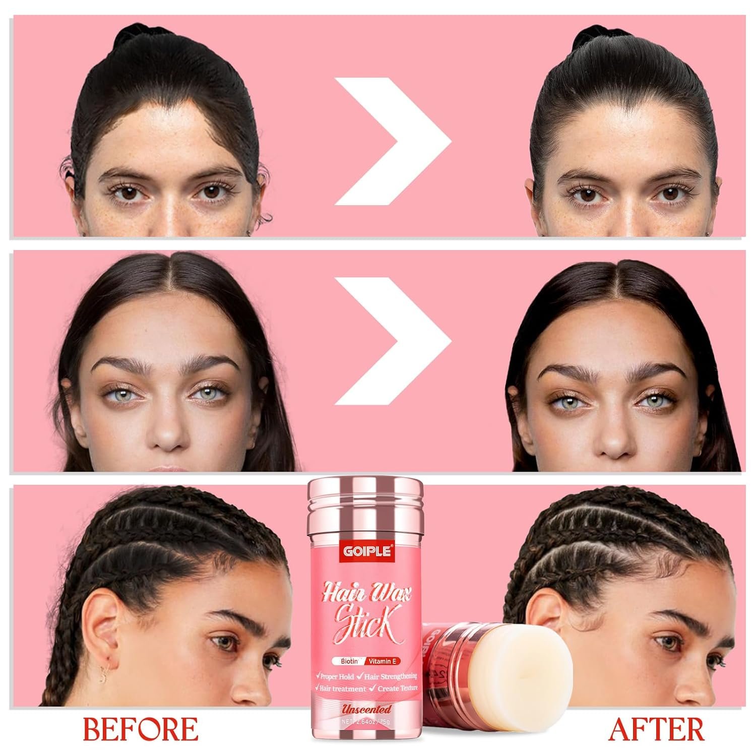 Hair Wax Stick Silk Stick Wax for Adult & Kids, Long-Lasting Styling Stick, Hair Pomade Wax Smoothing for Natural Hair or Wigs, Styling Wax for Fly Away & Edge Frizz Hair No Residue No Greasy - Image 5