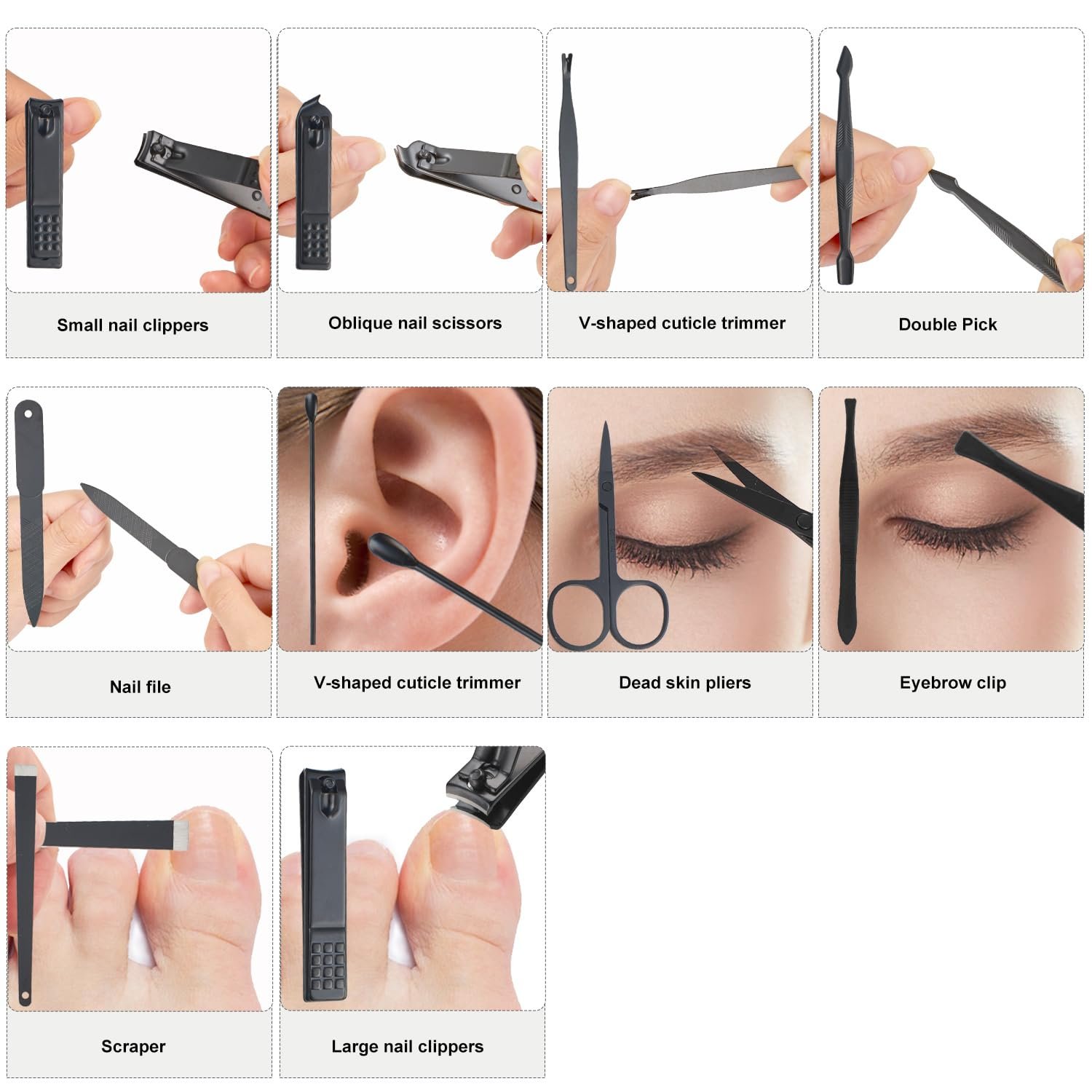 10 Piece Nail Kit, Manicure Kit, Nail Care Kit For Women, Manicure Pedicure Set, Nail Clippers Toenail Clippers Kit, Professional Manicure Kit Pedicure Kit, with Luxurious Travel Case - Brown - Image 3