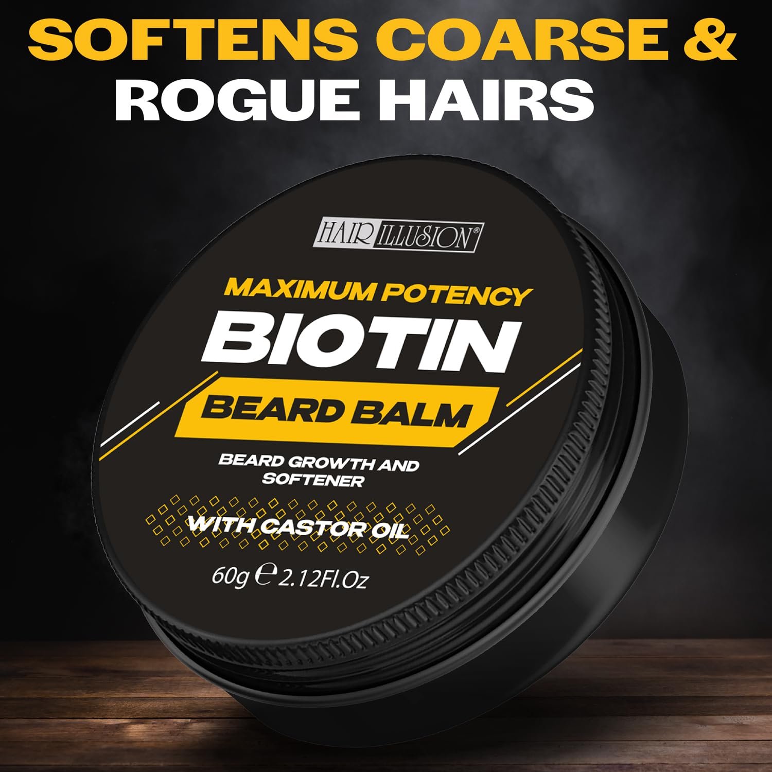 Hair Illusion MAXIMUM POTENCY BIOTIN Beard Balm For Beard Growth And Softening, Black - Image 8