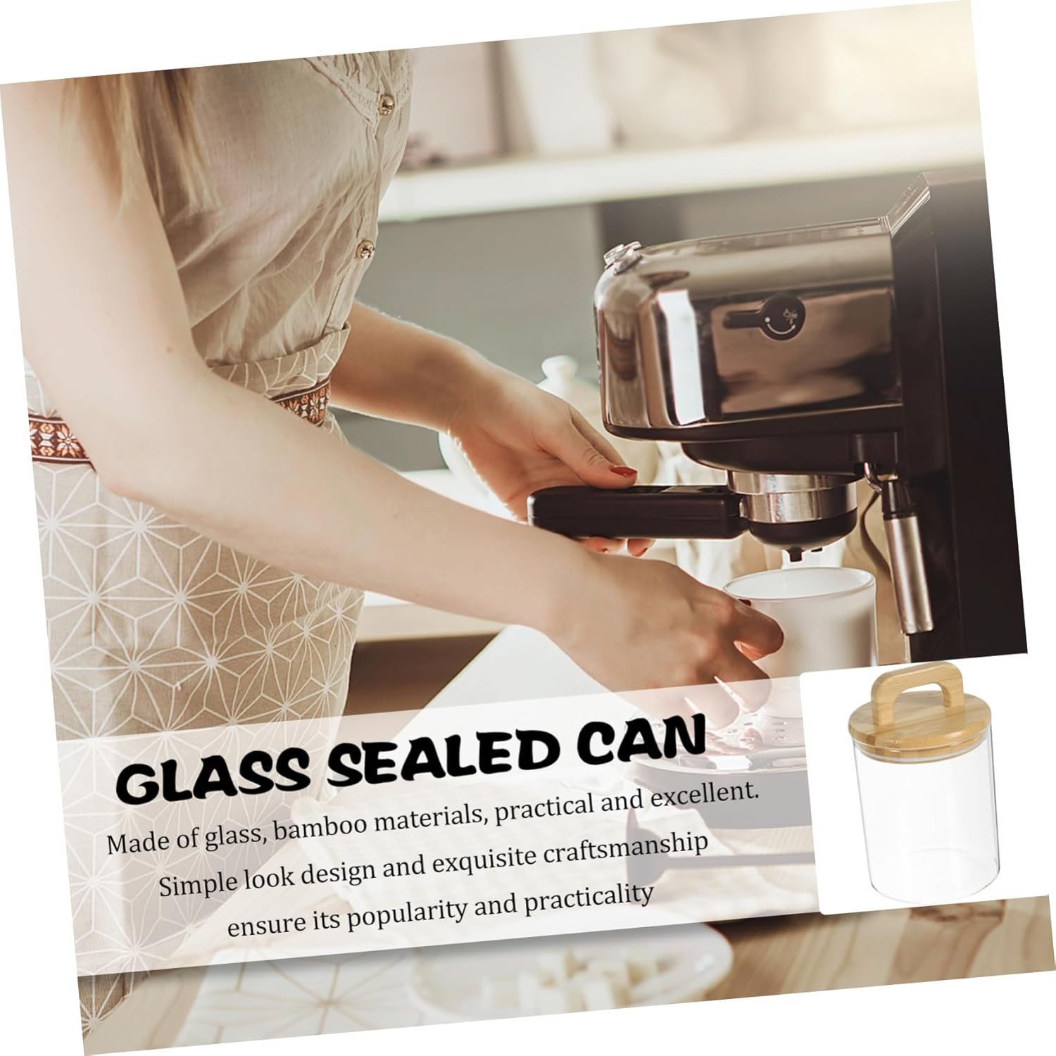 Airtight Glass Storage Jar with Lid Clear Coffee Bean Container Handy Kitchen Canister for Food Storage and Design - Image 4