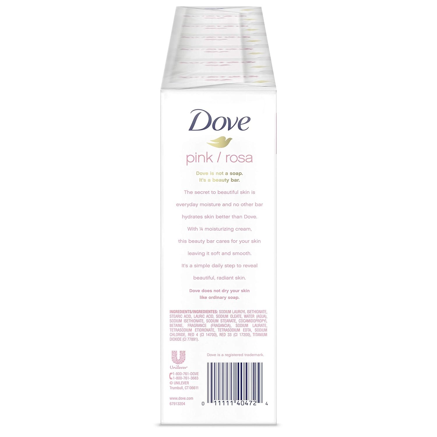 Dove Beauty Bar Gentle Cleanser For Softer and Smoother Skin Pink More Moisturizing Than Ordinary Bar Soap 3.75 oz 10 Bars - Image 3