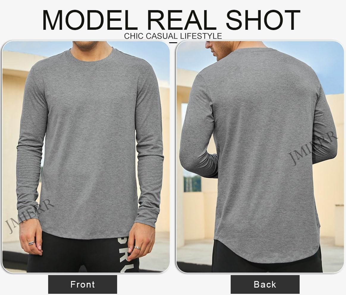 JMIERR Mens 3 Pack Cotton Hipster Hip Hop Longline Crewneck T-Shirt - Image 4