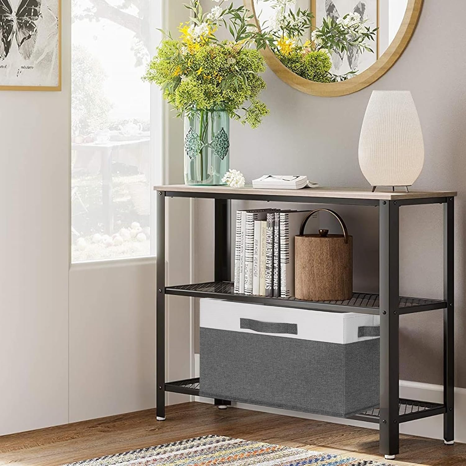 GhvyenntteS Large Fabric Storage Bins with 3 Handles, 15x11x9.6 Inch Storage Baskets for Shelves, Foldable Closet Storage Bins for Shelves, Closet Organizers and Storage Boxes 3 Pack - Image 7