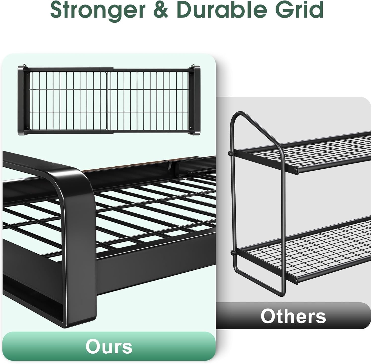 19"- 30" Expandable Hanging Pot Rack, 2 Tier Heavy Duty Wall Mounted Pots and Pans Organizer with 10 Hooks and 5 Pot Lid Holders, Pot Hanger Shelf for Kitchen Cookware Utensils Organizers and Storage - Image 5