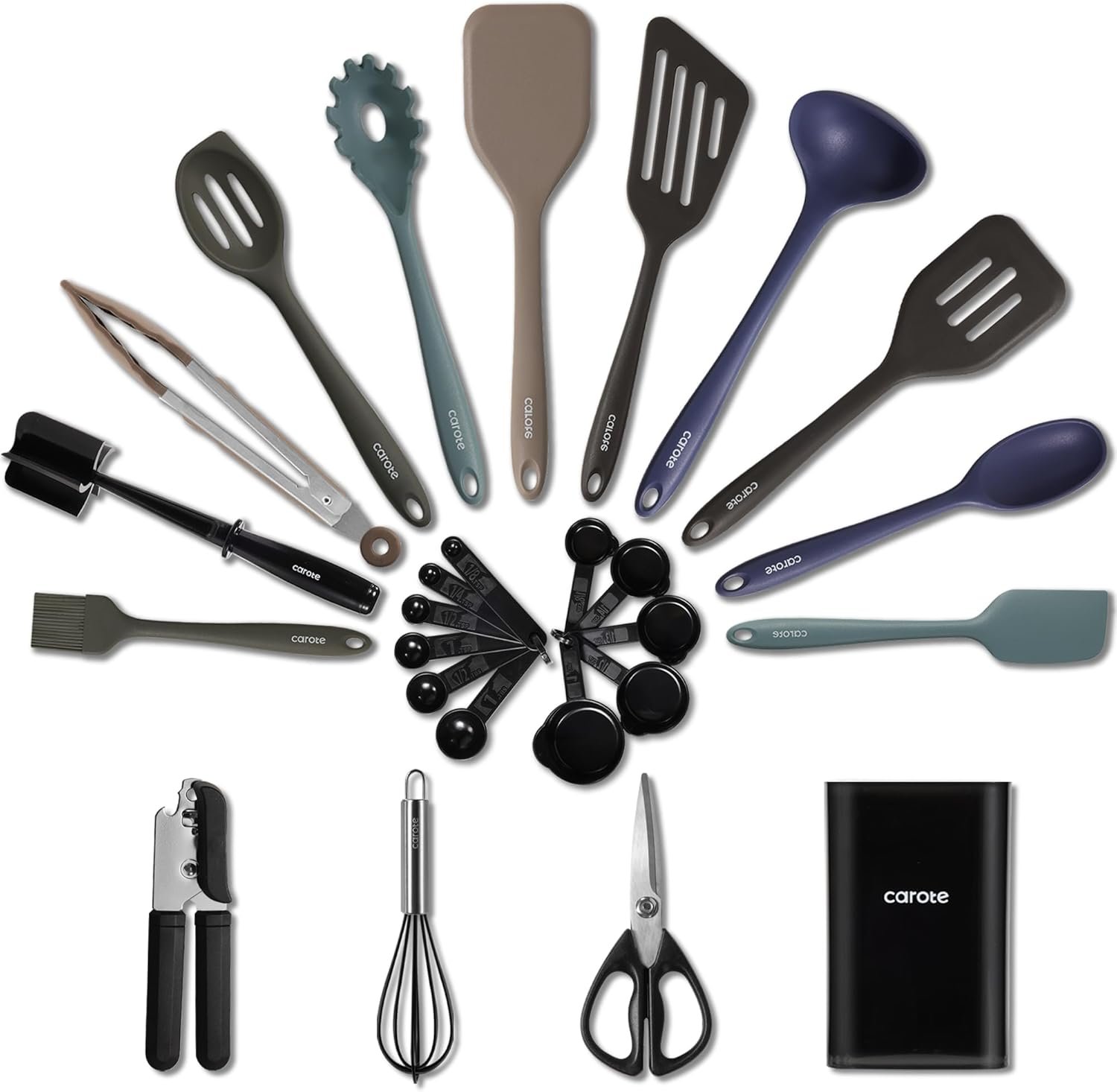 CAROTE Silicone Cooking Utensils Set, 26Pcs Kitchen Utensils Set for Non-Stick Cookware, Dishwasher Safe Kitchen Gadgets Tools, Heat Resistant Spatula Set - Image 2