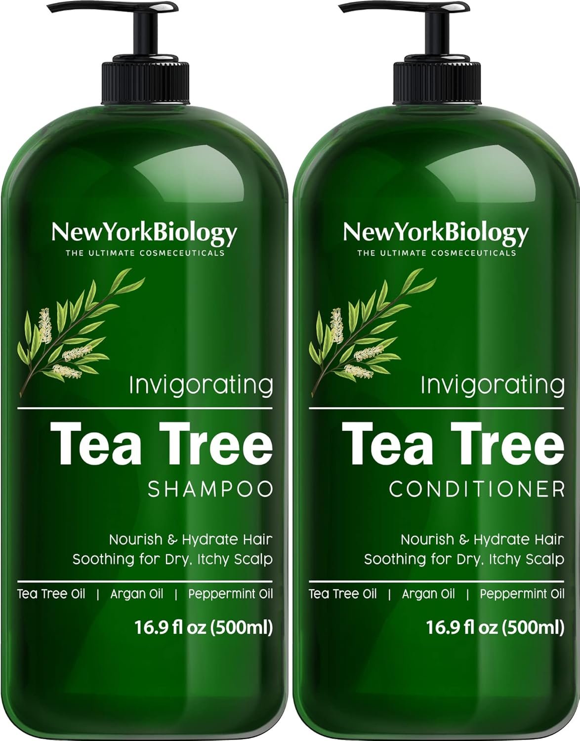 New York Biology Tea Tree Shampoo and Conditioner Set - Deep Cleanser - Relief for Dandruff and Dry Itchy Scalp - Therapeutic Grade - Helps Promote Hair Growth - 16.9 Fl Oz - Image 2