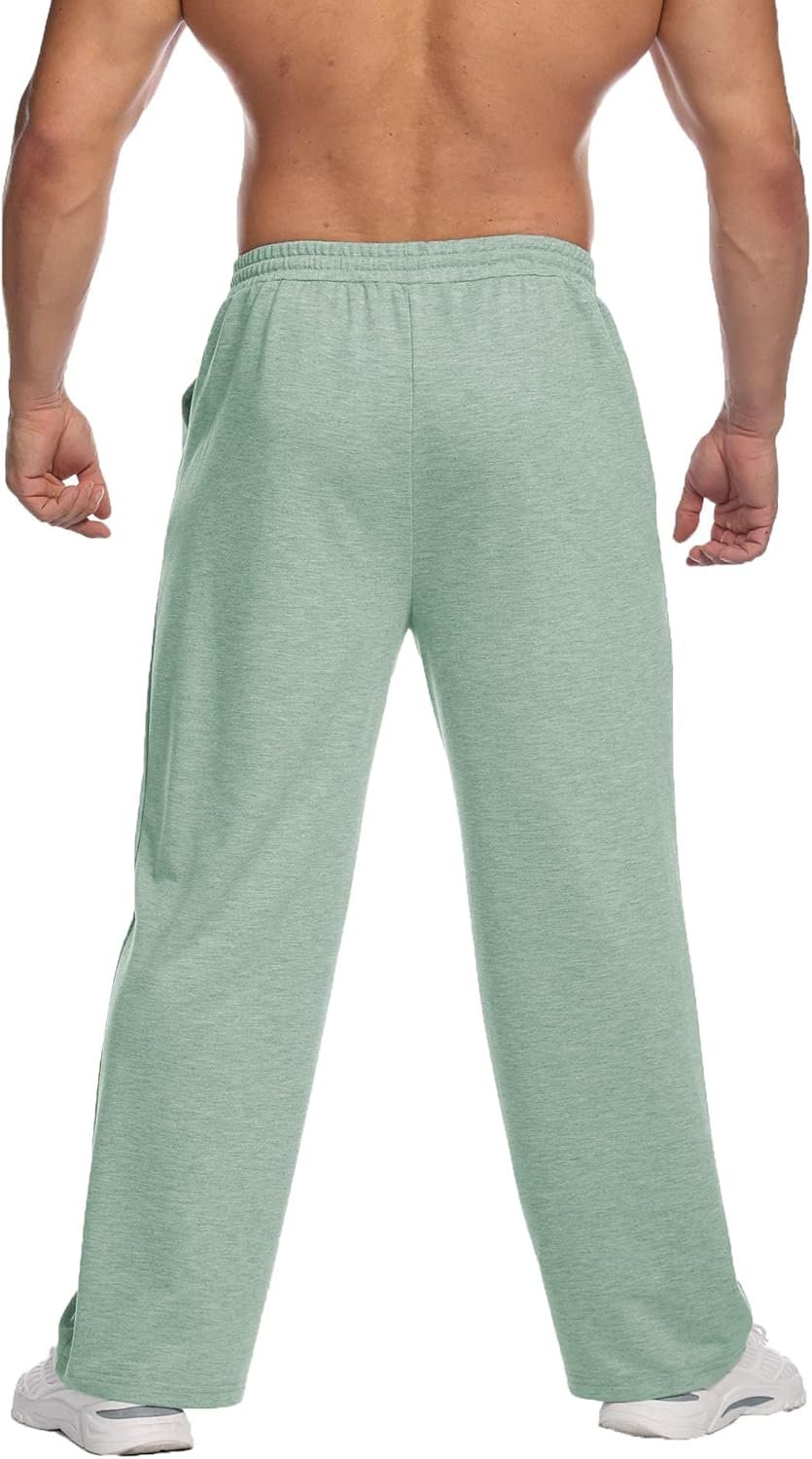 Deyeek Men's Lightweight Sweatpants Open Bottom Sweat Pants for Men Straight Leg Gym Sweatpants Lounge Pants with Pockets - Image 3