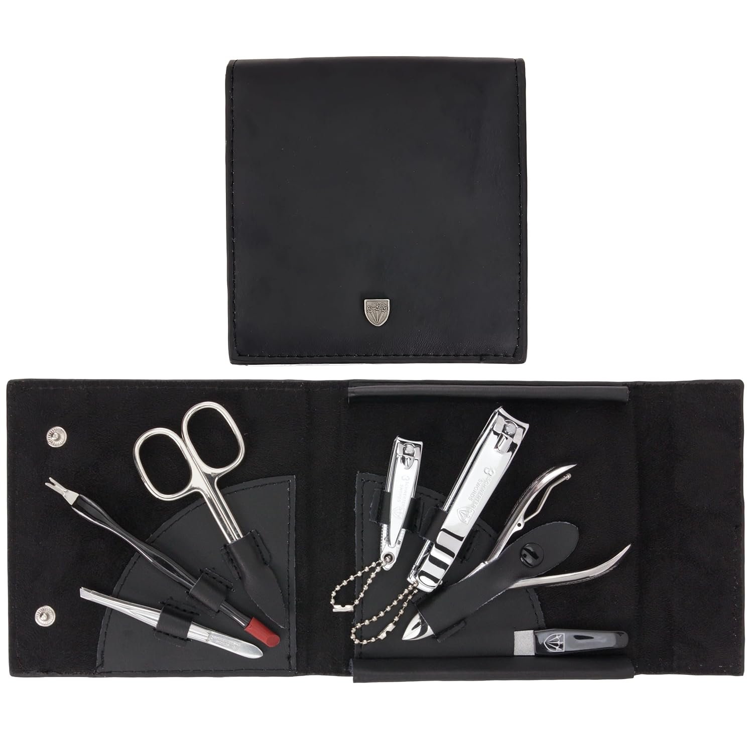 3 Swords Germany - brand quality 7 piece manicure pedicure grooming kit set for professional finger & toe nail care scissors clipper genuine leather case in gift box, Made in Germany - Image 2
