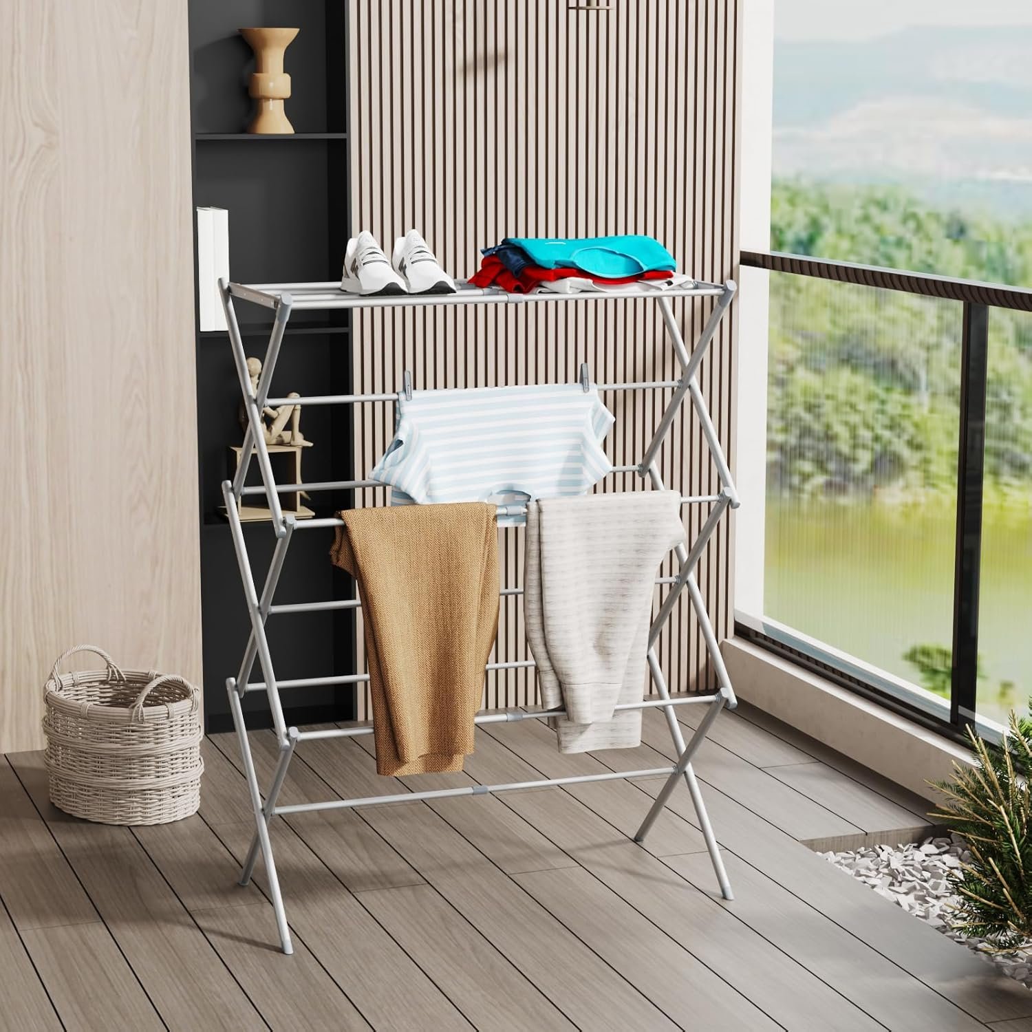 Drying Rack for Laundry, Foldable Clothes Drying Rack, Small Collapsible Dry Rack for Clothes, Use for Indoor & Outdoor Drying Clothes, 40"x29"x14.5" (Grey) - Image 7