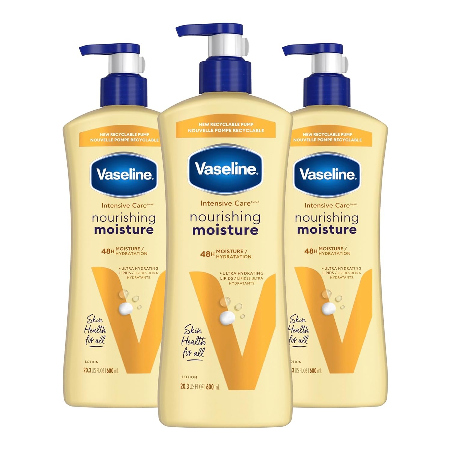 Vaseline Intensive Care Nourishing Moisture Body Lotion 3 Pk Made with Ultra-Hydrating Lipids + Pure Oat Extract for Dry Skin, for Nourished, Healthy-Looking Skin 20.3 oz - Image 2